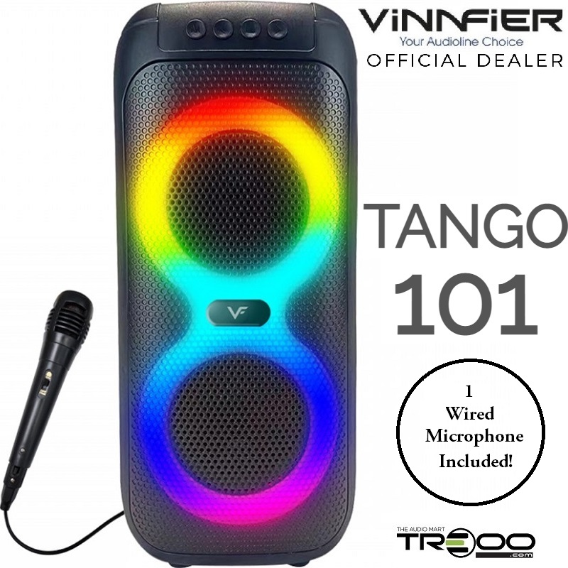 Vinnfier Tango 101 Wireless Bluetooth Portable Speaker with FM Radio & Wired Handheld Microphone (for Karaoke, Events)