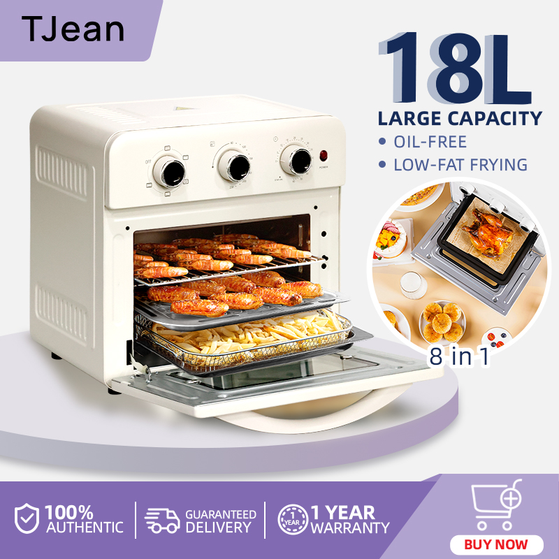TJean 18L Air Oven Large Capacity Visual Oil Free Air Fryer Healthy Food Grade Material Multi Functional Deep Fry Electric Kitchen Appliance
