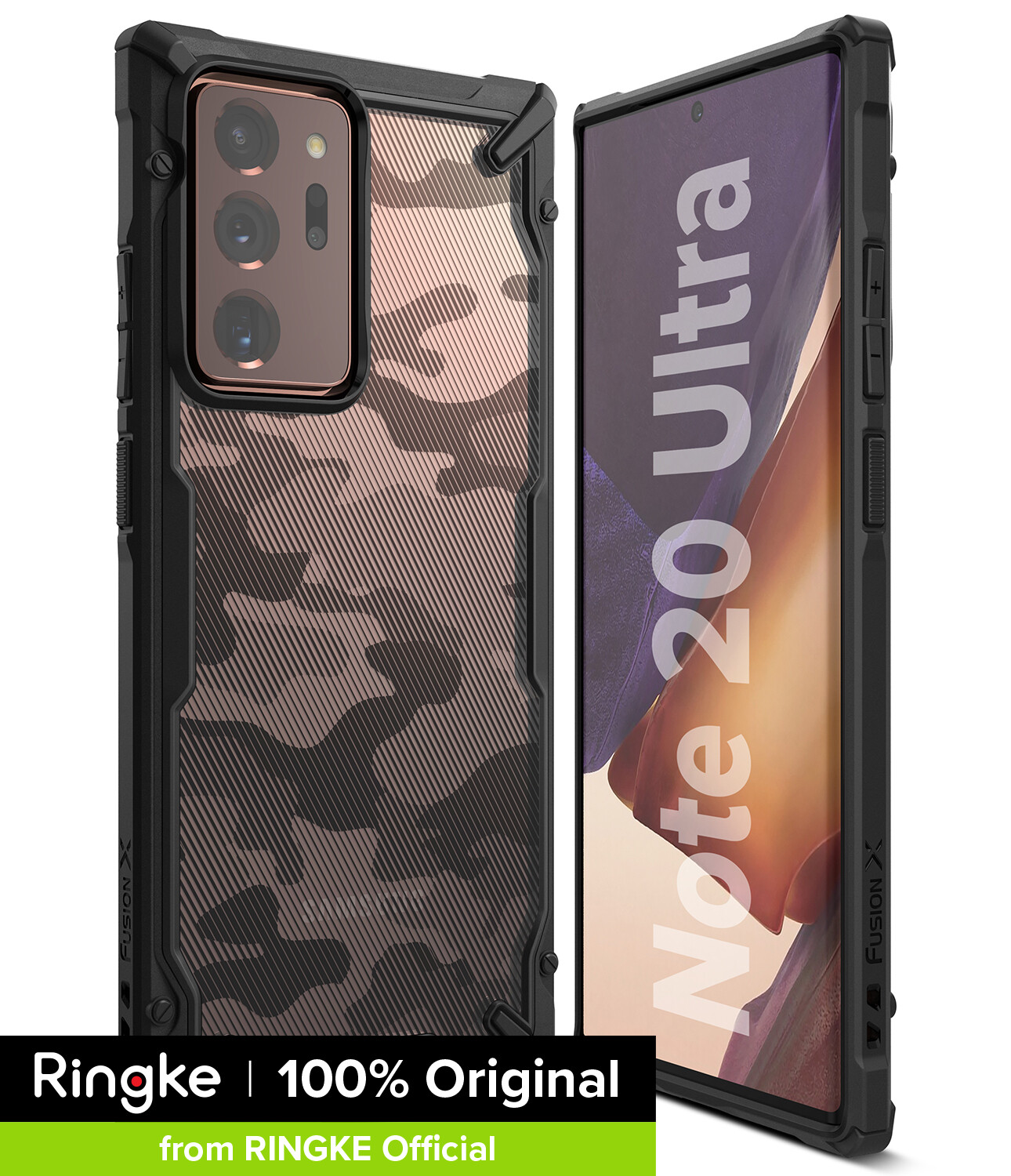 Ringke [FUSION-X] for Galaxy Note 20 Ultra Case, Ergonomic Transparent [Military Drop Tested Defense] Hard PC Back TPU Bumper Impact Resistant Shock Absorbent Cover