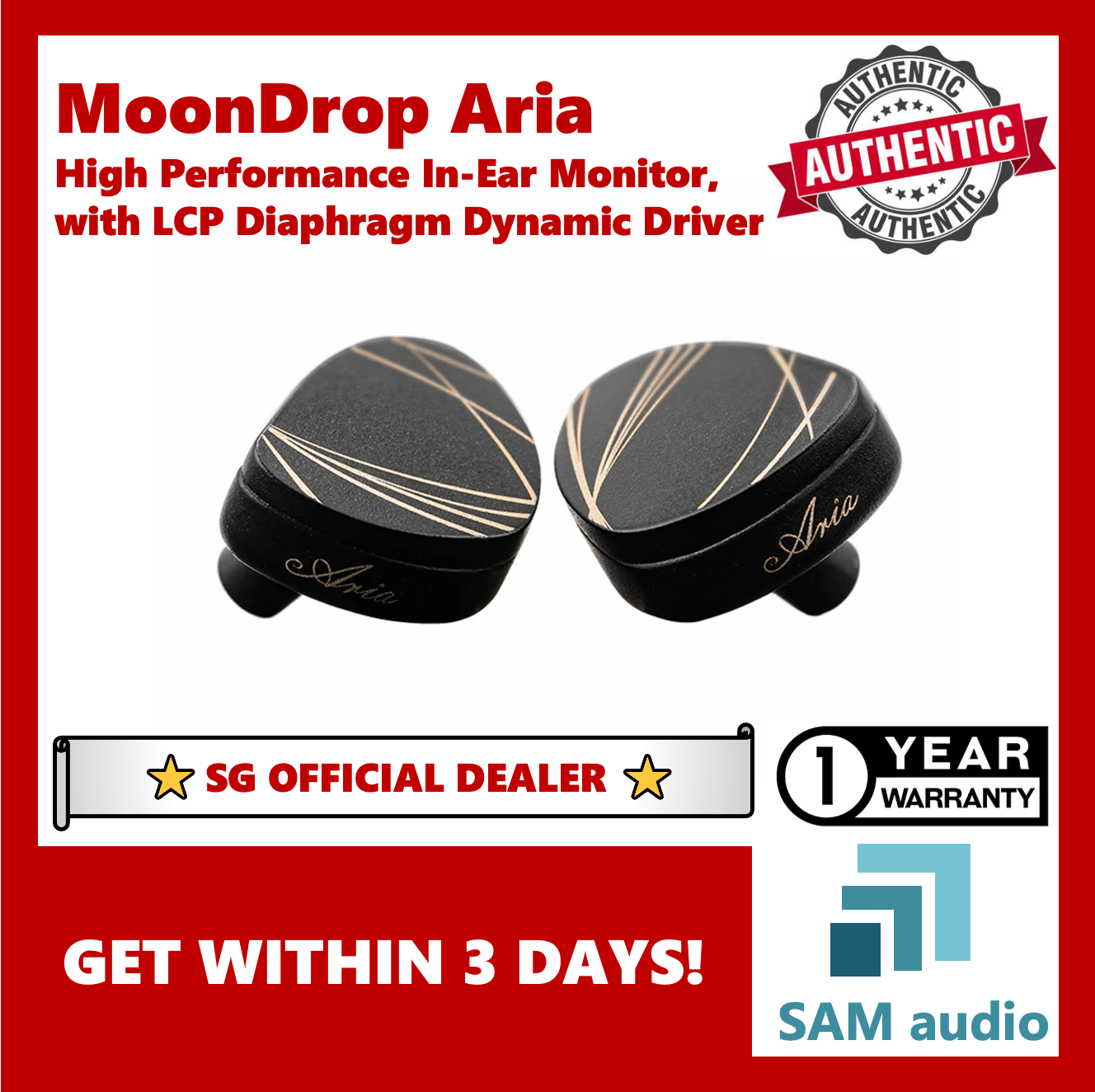 [?SG] Moondrop Aria, 32Ω 1DD 10mm LCP diaphragm IEM
