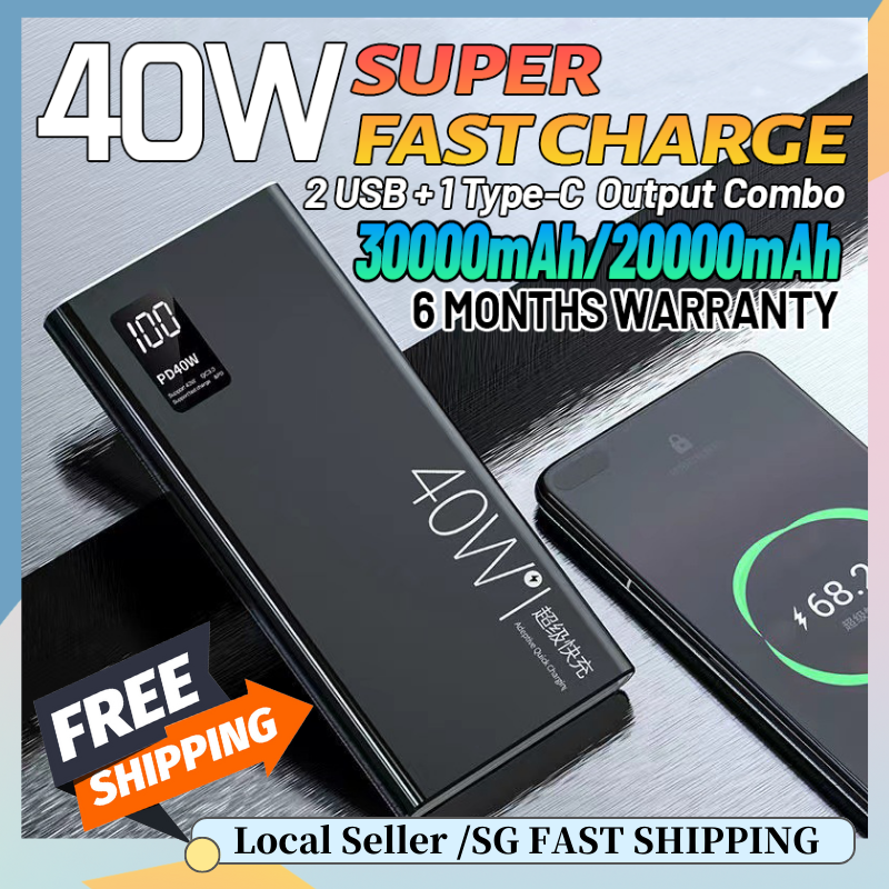 ✨SG HOT STOCK PD 40W Powerbank 20000mAh Super Fast Charge Powerbank Flash Charging Power bank Qc3.0 Mobile Power Charger